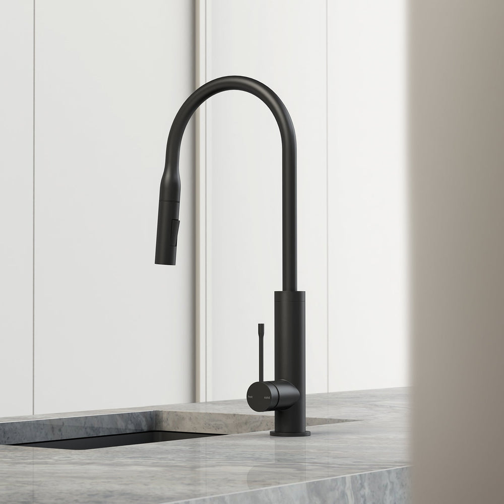 PHOENIX DEJA PULL OUT SINK MIXER 499MM MATTE BLACK