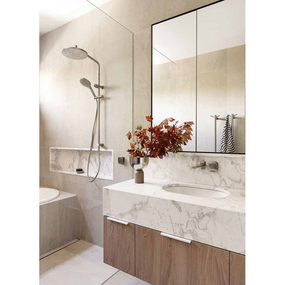 PHOENIX NUAGE WALL BASIN BATH MIXER SET 200MM BRUSHED NICKEL 