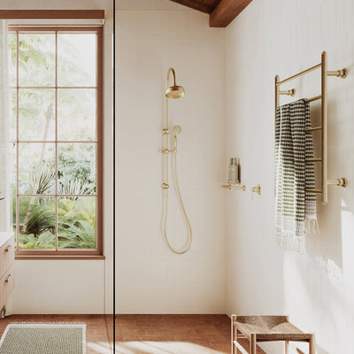 PHOENIX CROMFORD FLOOR MOUNTED BATH MIXER WITH HAND SHOWER BRUSHED GOLD