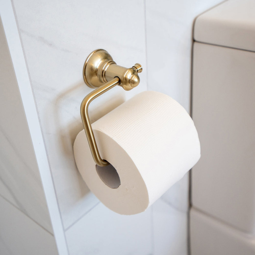 PHOENIX CROMFORD TOILET ROLL HOLDER BRUSHED GOLD 138MM