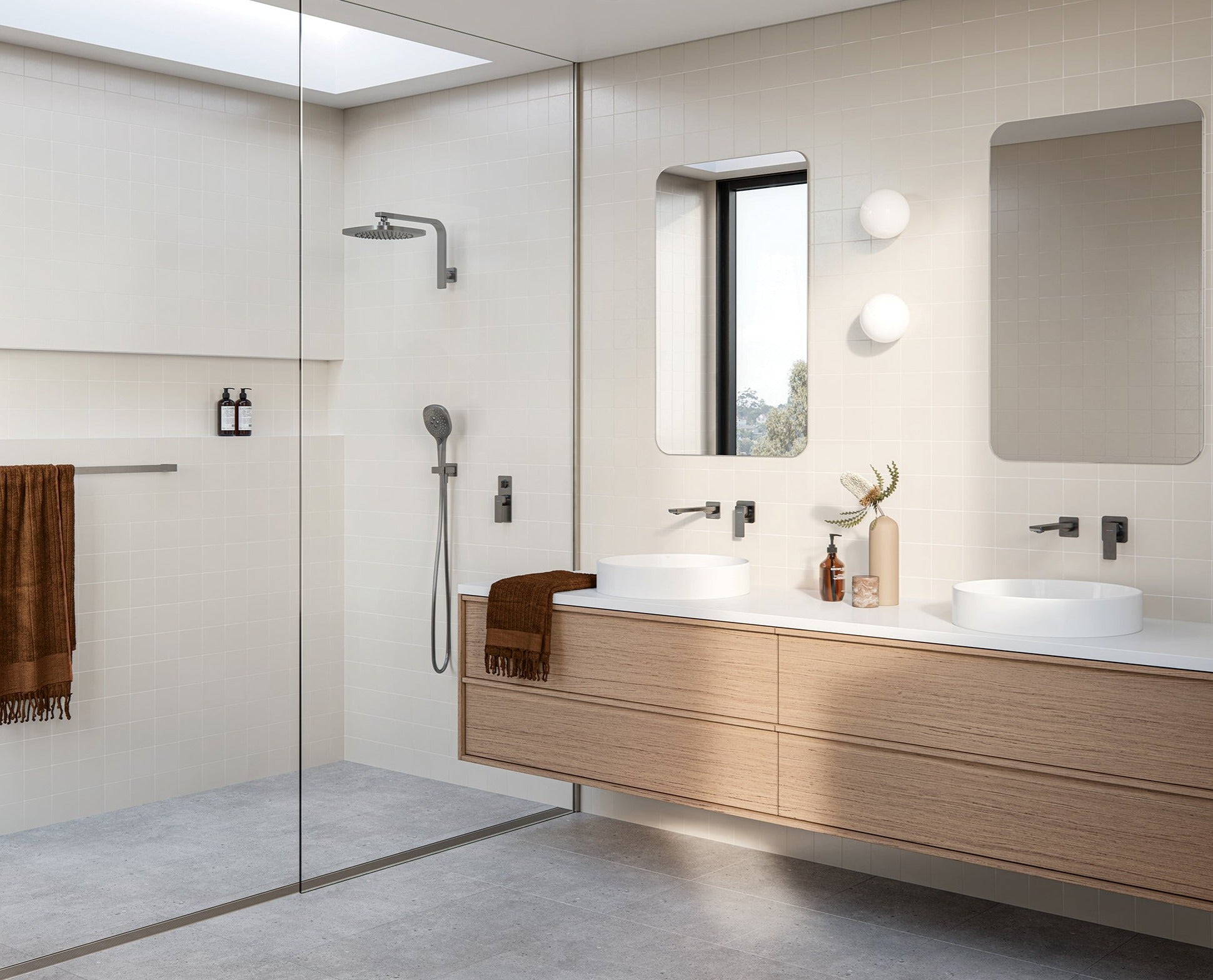 PHOENIX GLOSS MKII SWITCHMIX LEAD FREE SHOWER / WALL MIXER FIT-OFF AND ROUGH-IN KIT BRUSHED CARBON