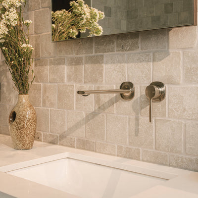 PHOENIX VASK SWITCHMIX LEAD FREE WALL BASIN / BATH MIXER SET COMPLETE KIT 199MM BRUSHED NICKEL
