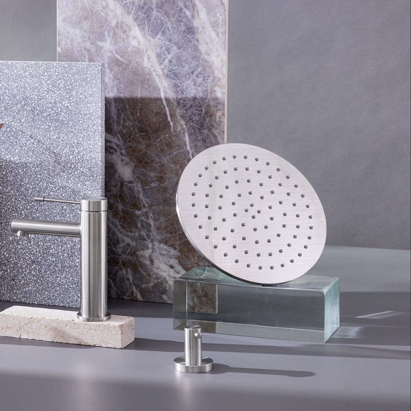 PHOENIX VIVID SLIMLINE SHOWER ARM AND ROSE 250MM STAINLESS STEEL