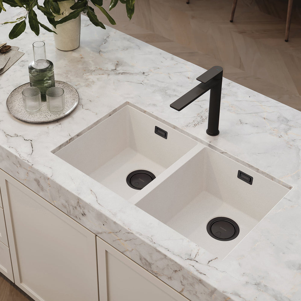 PHOENIX COVERED SINK BASKET WASTE WITH OVERFLOW MATTE BLACK