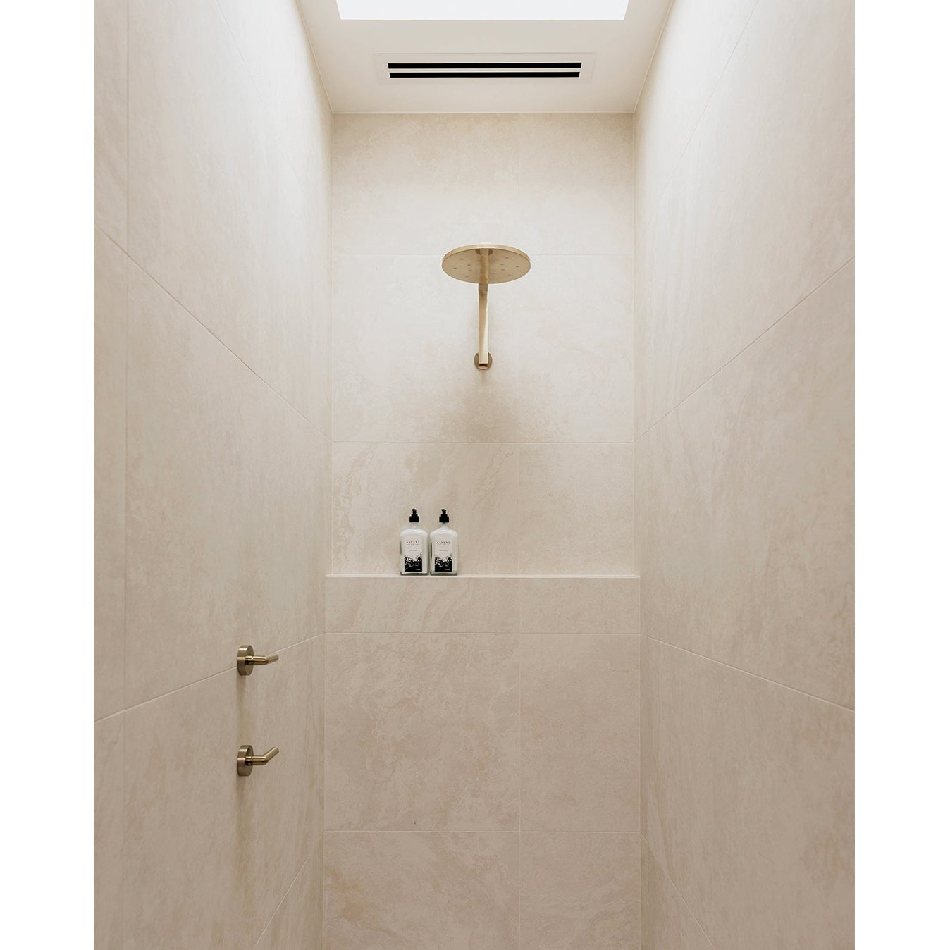 PHOENIX VIVID SLIMLINE HIGH-RISE SHOWER ARM ROUND PLATE 300MM BRUSHED GOLD