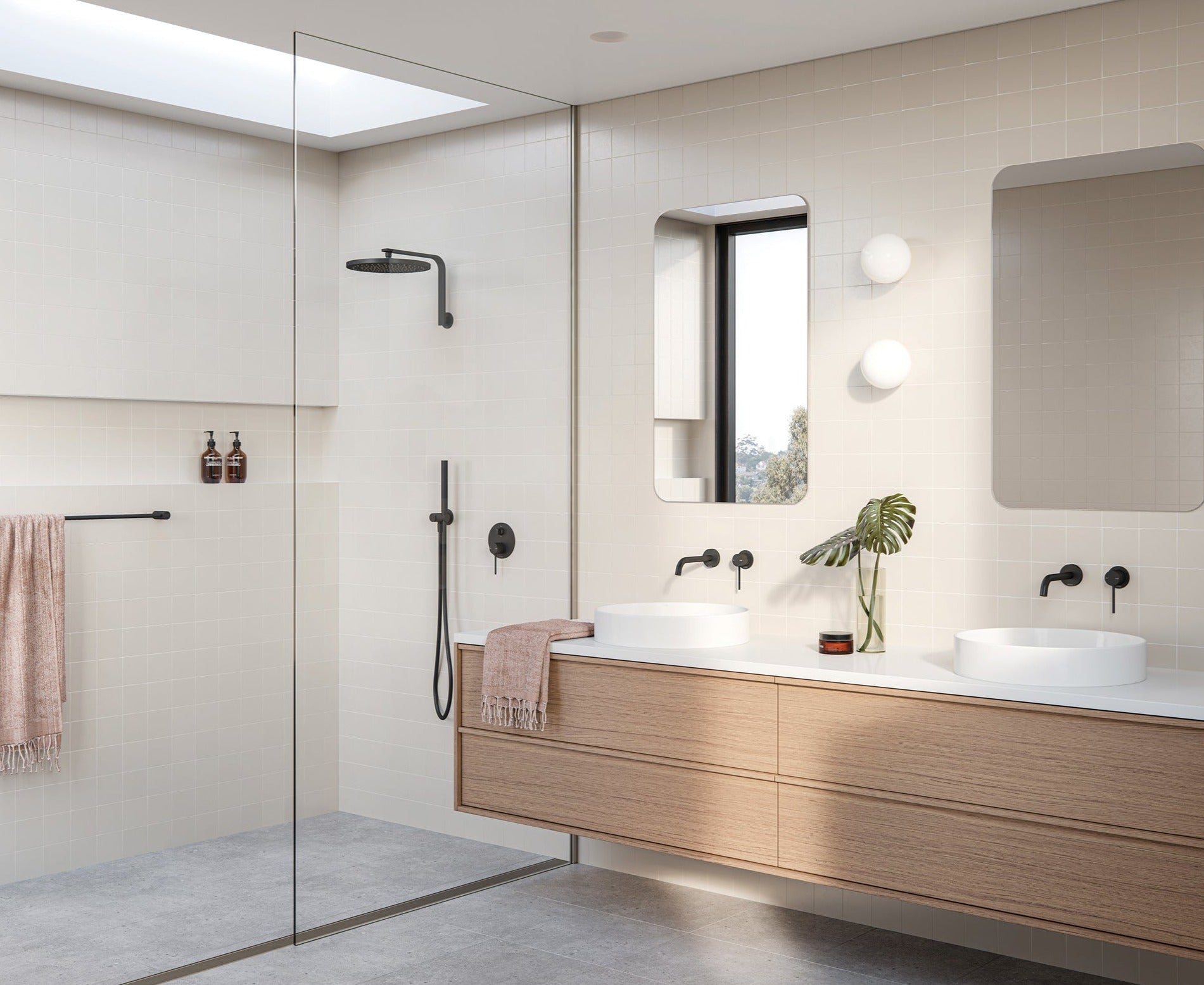 PHOENIX VIVID SLIMLINE SWITCHMIX SHOWER / WALL MIXER BACKPLATE FIT-OFF AND ROUGH-IN KIT MATTE BLACK