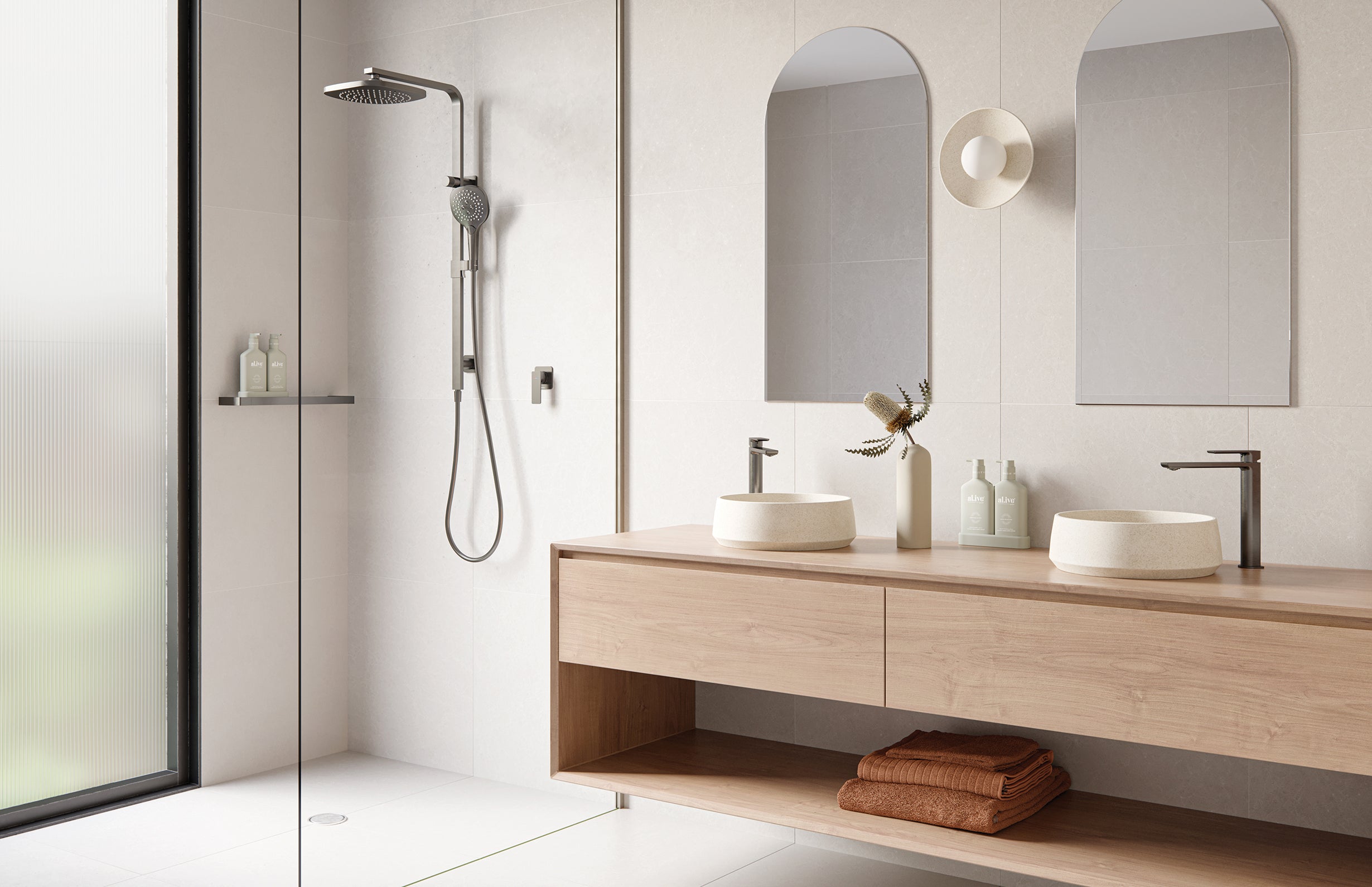 PHOENIX GLOSS MKII SWITCHMIX LEAD FREE SHOWER / WALL MIXER FIT-OFF AND ROUGH-IN KIT BRUSHED CARBON