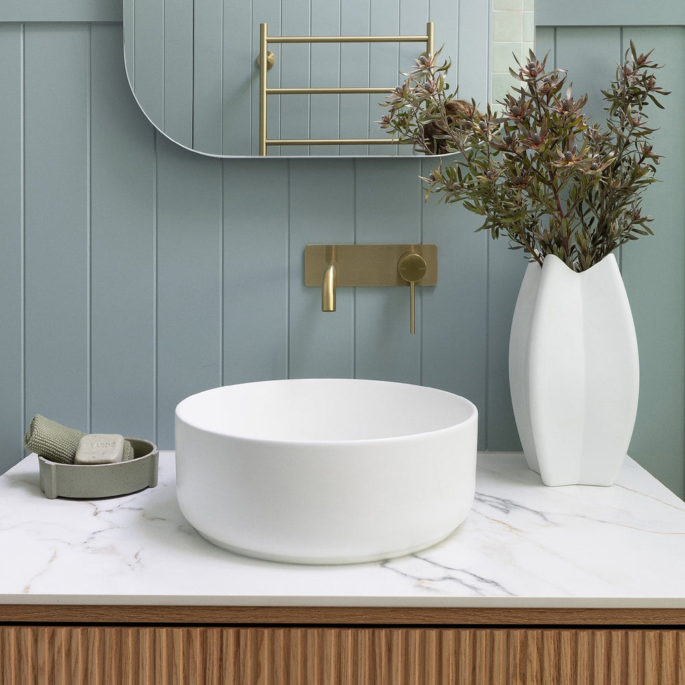 PHOENIX VIVID SLIMLINE SWITCHMIX LEAD FREE WALL BASIN AND BATH MIXER SET 180MM BRUSHED GOLD