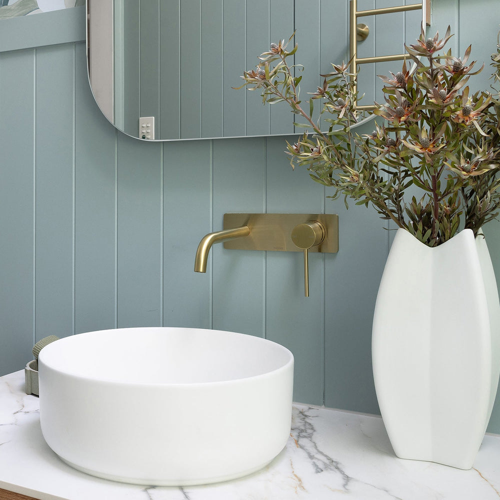 PHOENIX VIVID SLIMLINE SWITCHMIX LEAD FREE WALL BASIN AND BATH MIXER SET 180MM BRUSHED GOLD