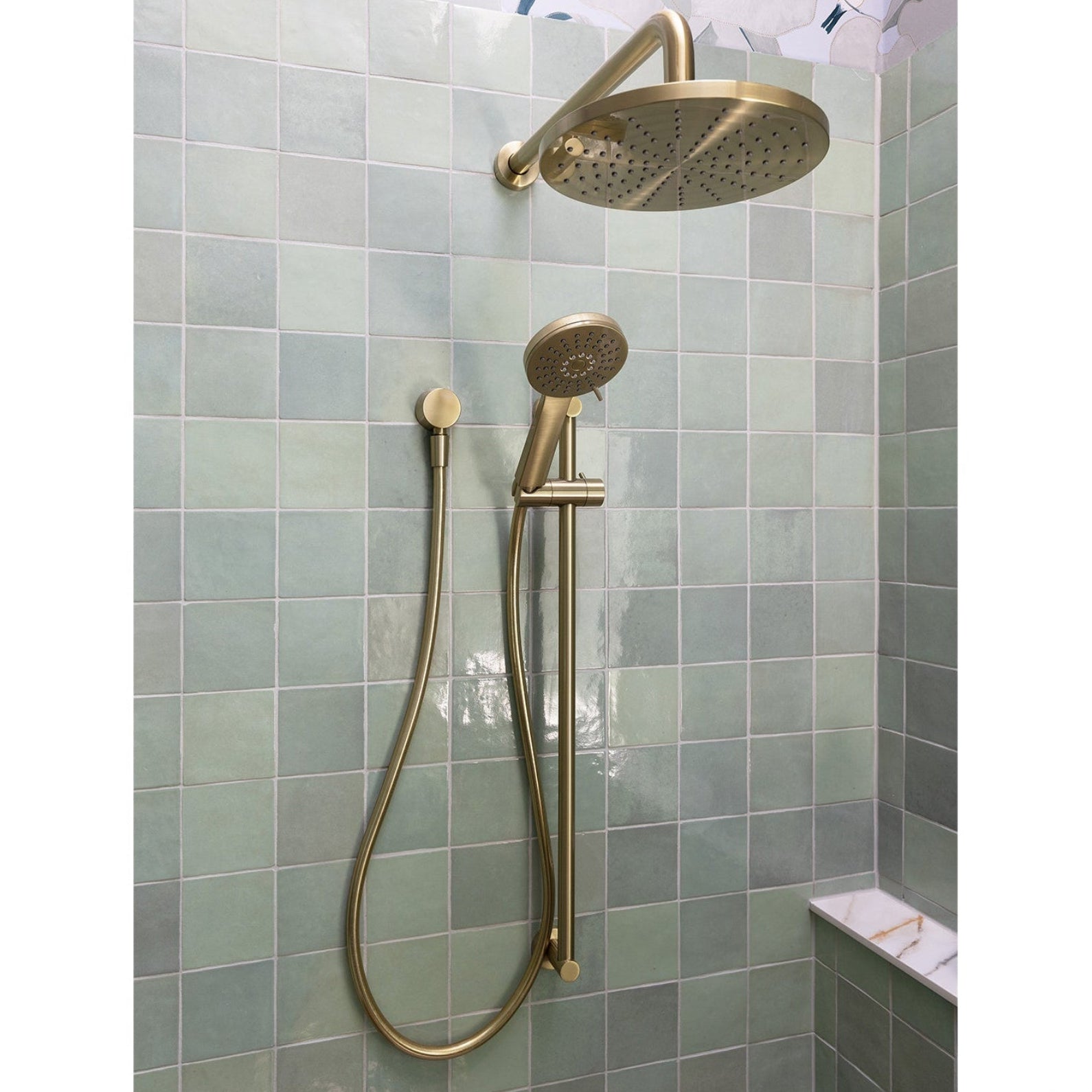 PHOENIX VIVID SHOWER ARM ROUND 400MM BRUSHED GOLD
