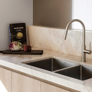 PHOENIX VIVID SLIMLINE PULL OUT SINK MIXER 397MM BRUSHED NICKEL