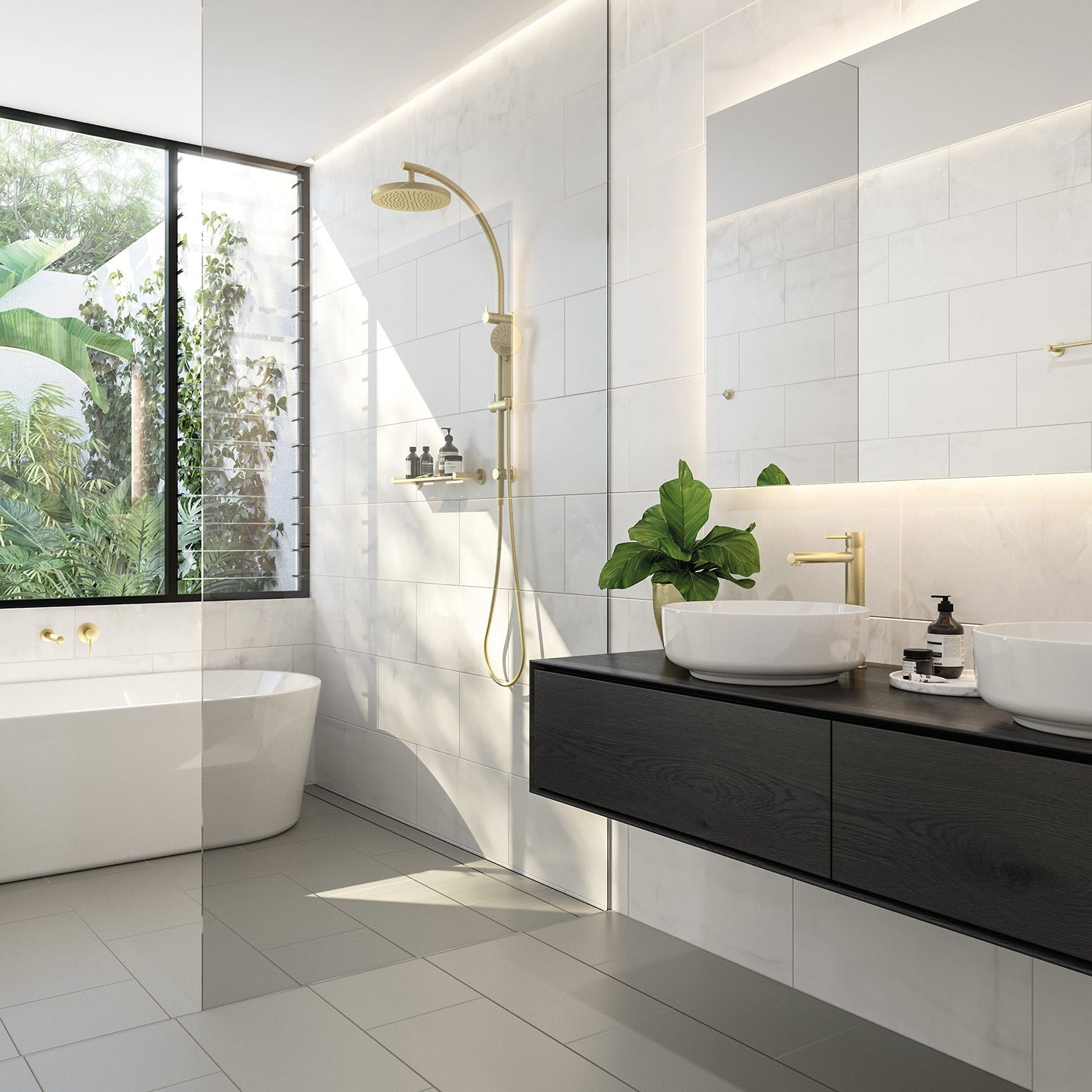 PHOENIX VIVID TWIN SHOWER BRUSHED GOLD