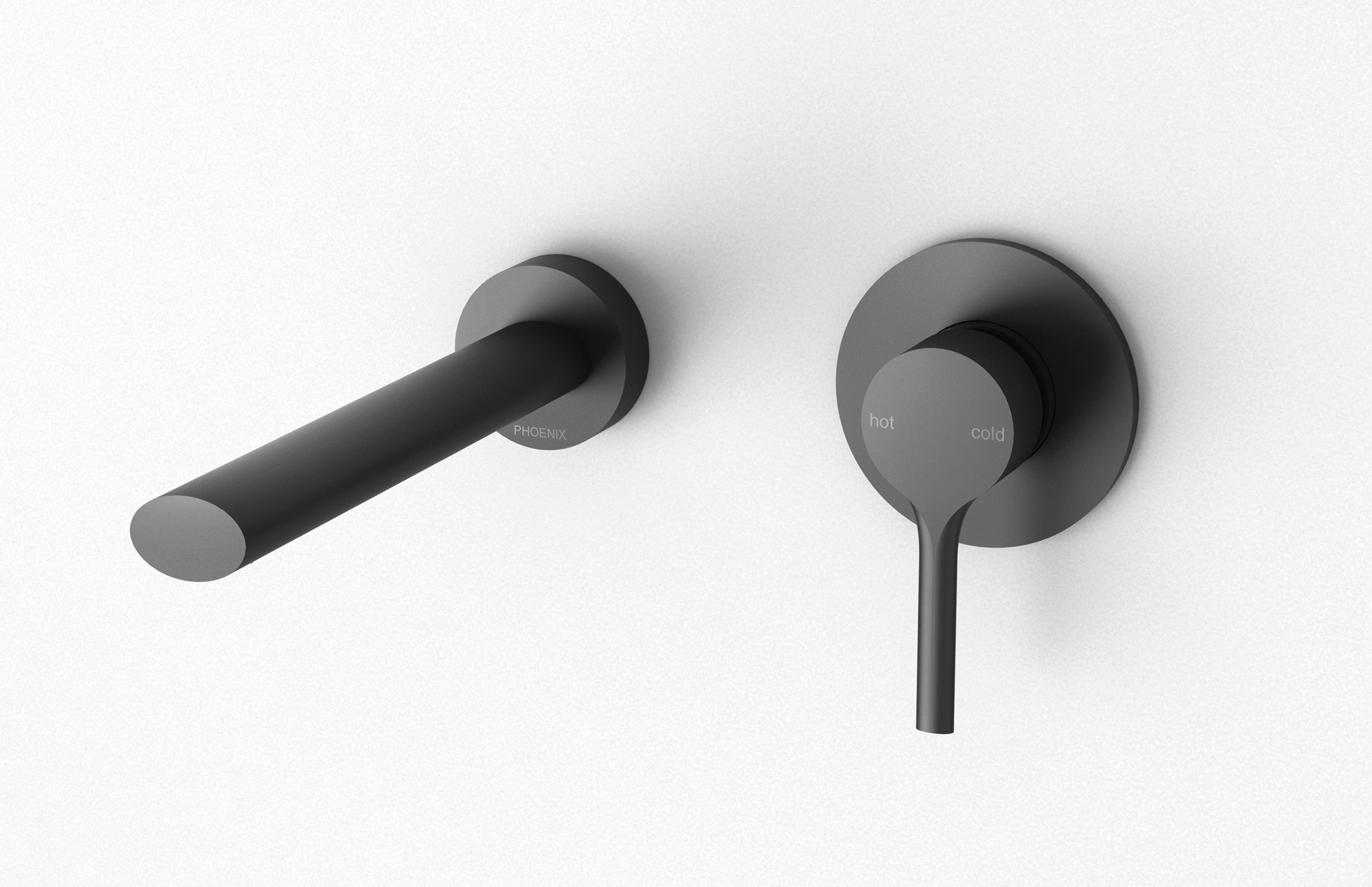 PHOENIX VIVID SLIMLINE OVAL WALL BATH OUTLET 180MM MATTE BLACK