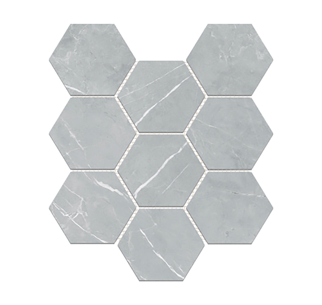 ELITE IMPORTERS BRACCA LIGHT GREY MATTE 292X252MM HEXAGON MOSAIC TILE (PER BOX)