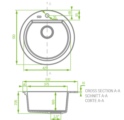 NORICO LAVEO SINGLE BOWL KITCHEN SINK BEIGE GRANITE 510MM