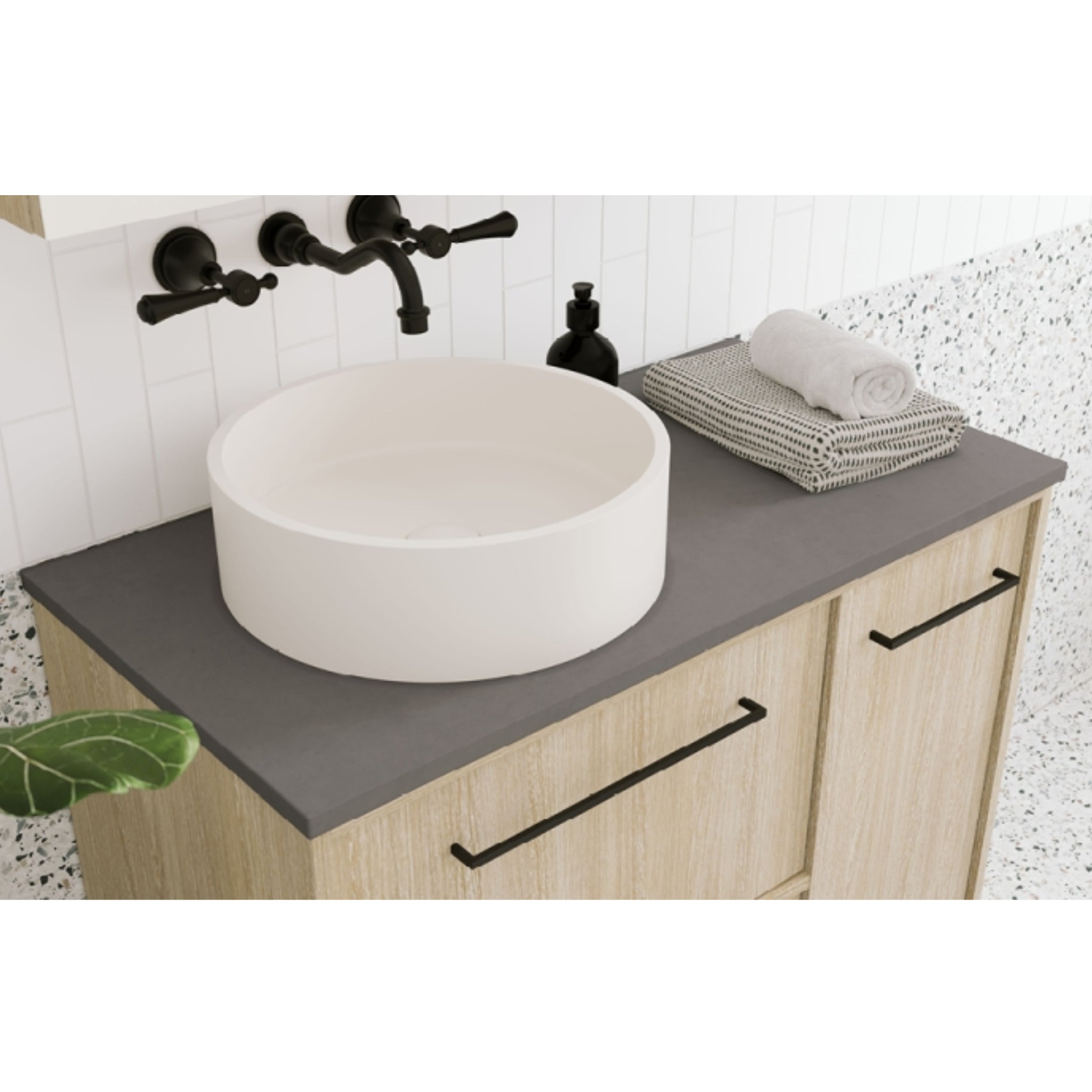 FIENZA WARM GREY BOWL RECTANGULAR CONCRETE BENCHTOP (AVAILABLE IN 750MM, 900MM, 1200MM, 1500MM AND 1800MM)