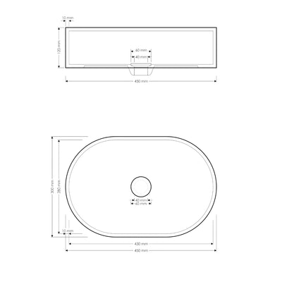 MADU MARGO ABOVE COUNTER BASIN TERRAZO STONE SEAMLESS EDGE BLACK 450MM