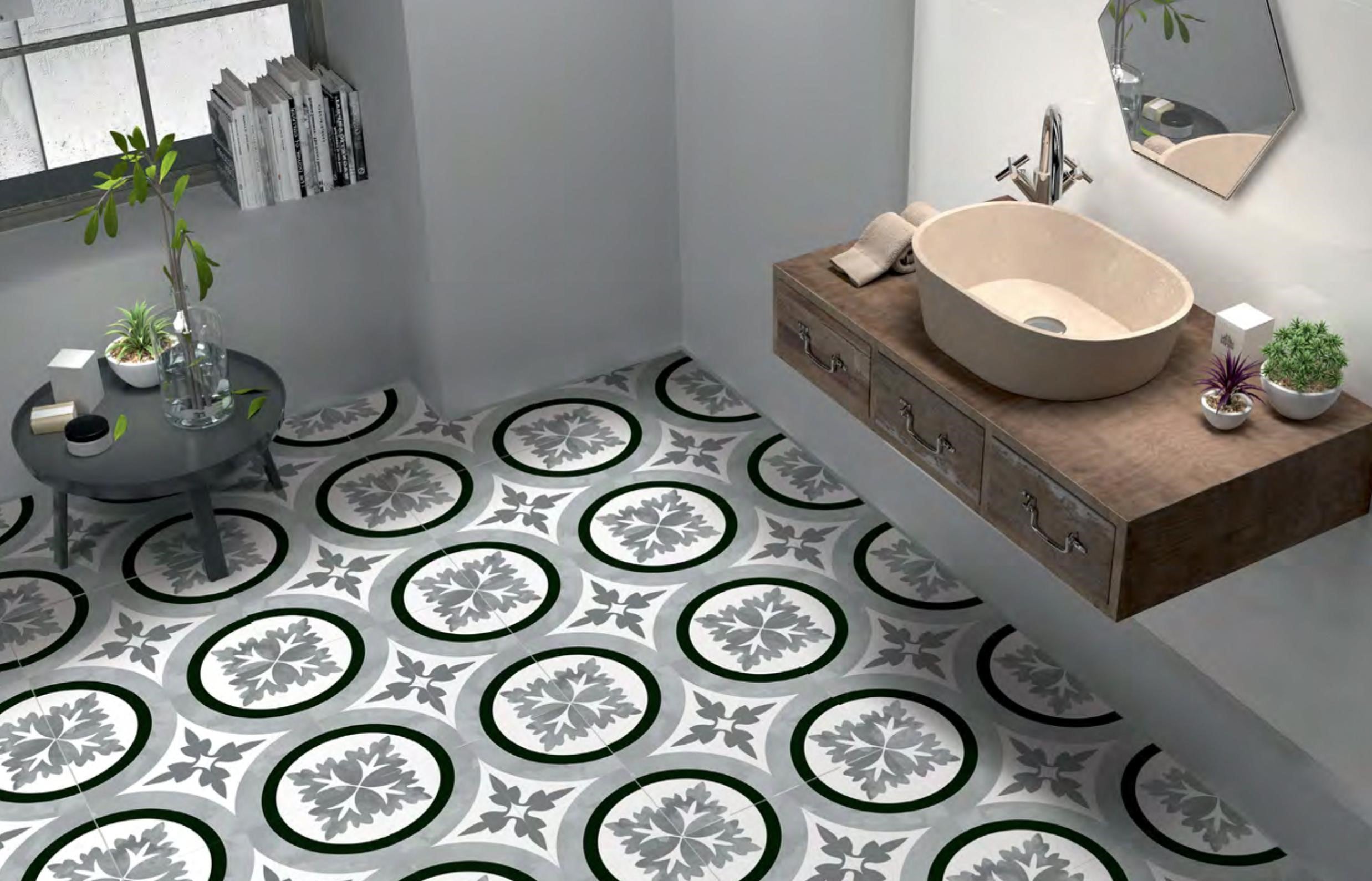 DUNE CERAMICA METRO ORNAMENTAL BLACK AND WHITE MATTE 200X200MM SQUARE TILE (PER BOX)