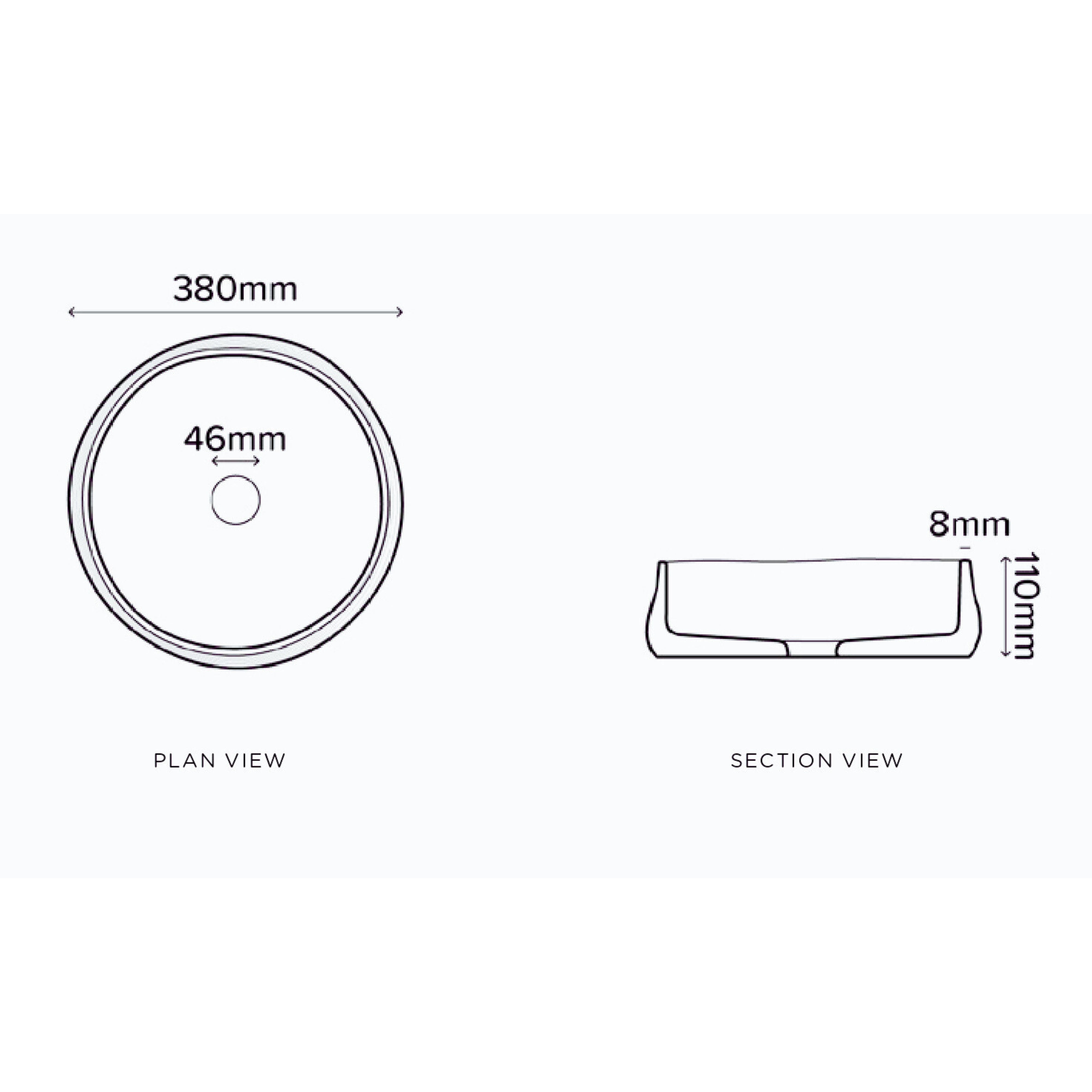 NOOD CO CONSCIOUS RANGE MILL ABOVE COUNTER / WALL HUNG BASIN MUSHROOM 380MM