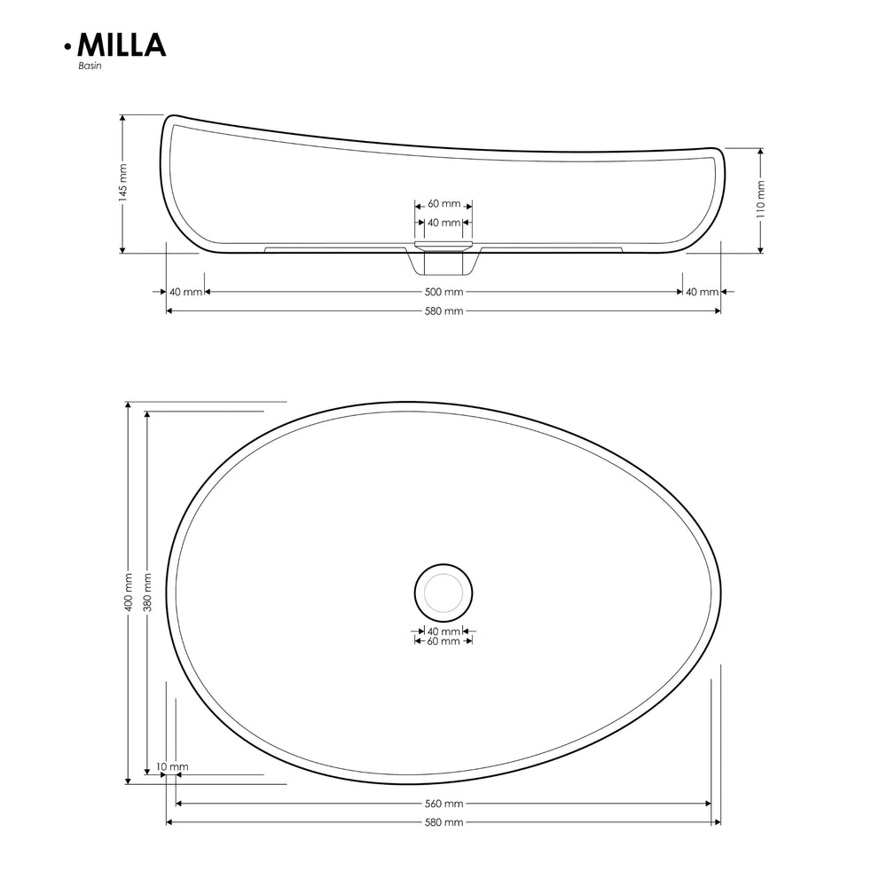 MADU MILLA OVAL ABOVE COUNTER BASIN TERRAZO STONE GREY 580MM