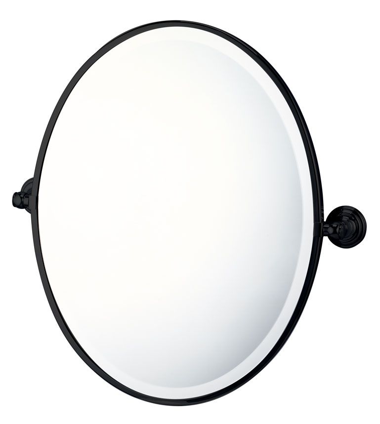 TURNER HASTINGS MAYER FRAMED PIVOT OVAL MIRROR MATTE BLACK 538X620MM