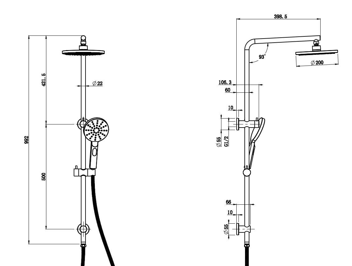 IKON CORA MULTIFUNCTION SHOWER SET 992MM CHROME