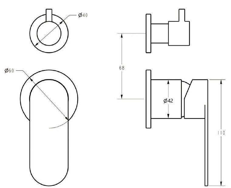 IKON SORA SS WALL MIXER WITH DIVERTER TRIM KIT WITH BODY CHROME