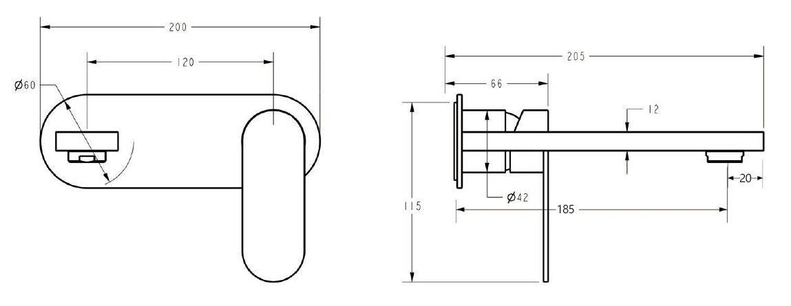IKON SORA SS WALL BASIN MIXER TRIM KIT WITH BODY 200MM BRUSHED GOLD