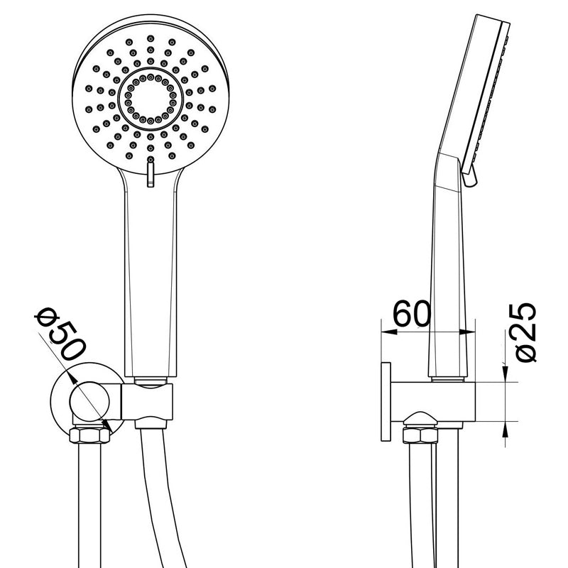 IKON MAYA HAND SHOWER ON WALL OUTLET BRACKET CHROME