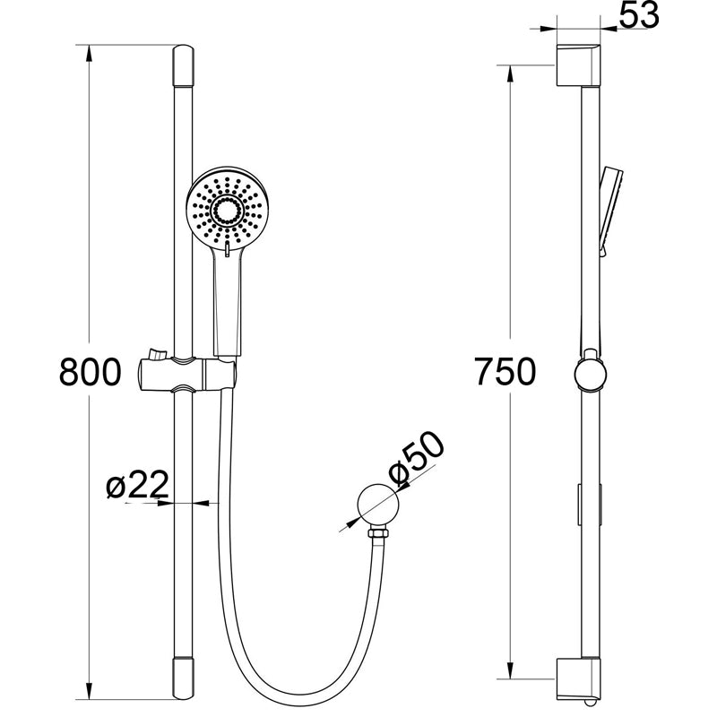 IKON MAYA MULTIFUNCTION SLIDING SHOWER SET 800MM CHROME