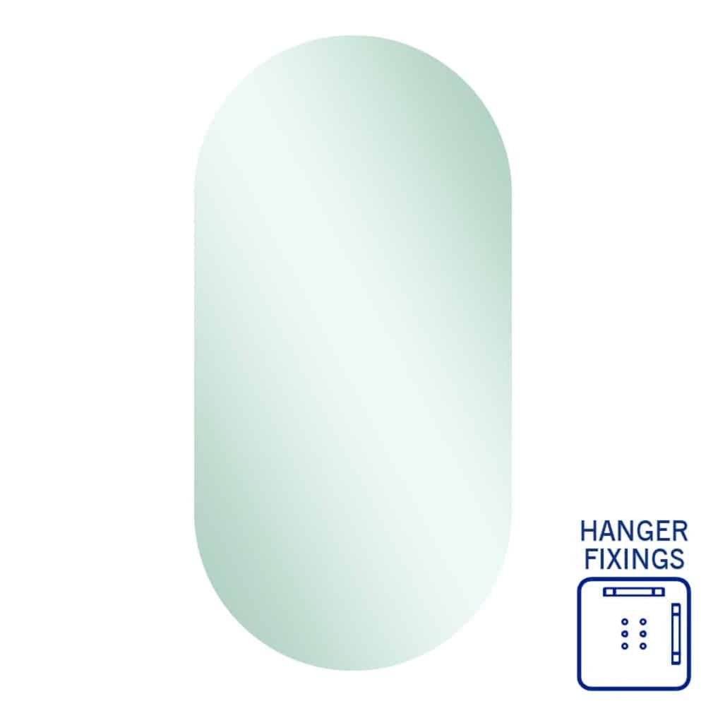 THERMOGROUP ABLAZE PILL SHAPE MIRROR WITH HANGERS 500X1000MM