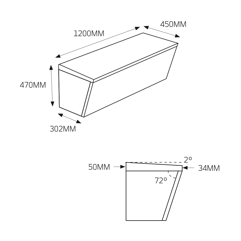 RADIANT HEATING THERMASHEET SHOWER SEAT 1200X450X470MM