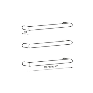 RADIANT HEATING NON-HEATED ROUND SINGLE TOWEL RAIL MIRROR POLISHED 650MM