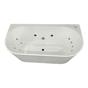 BROADWAY MALLORCA FLUTED BACK TO WALL SPA BATHTUB GLOSS WHITE (AVAILABLE IN 1500MM AND 1700MM) WITH 10-JETS