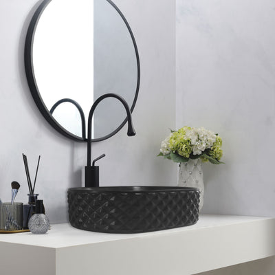 INFINITY ABOVE COUNTER CERAMIC BASIN MATTE BLACK 450MM
