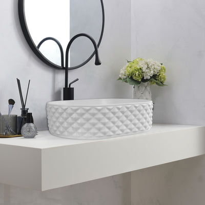 INFINITY ABOVE COUNTER CERAMIC BASIN MATTE WHITE 450MM