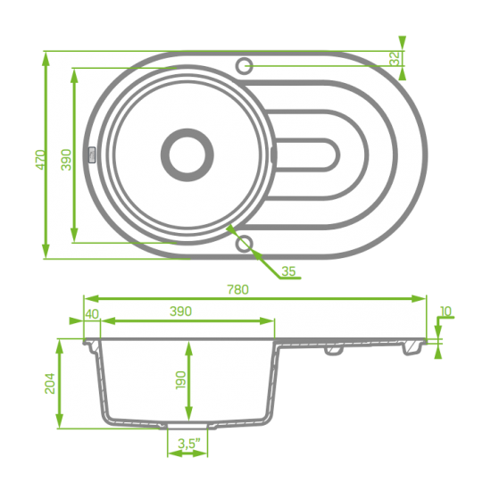 AQUAPERLA LAVEO UNDERMOUNT SINGLE BOWL SINK BEIGE GRANITE 470MM