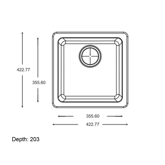 AQUAPERLA QUARTZ STONE SINGLE BOWL KITCHEN SINK WHITE 422MM