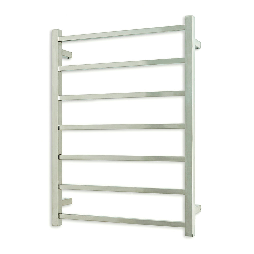 RADIANT HEATING 7-BARS SQUARE HEATED TOWEL RAIL LOW VOLTAGE CHROME 600MM