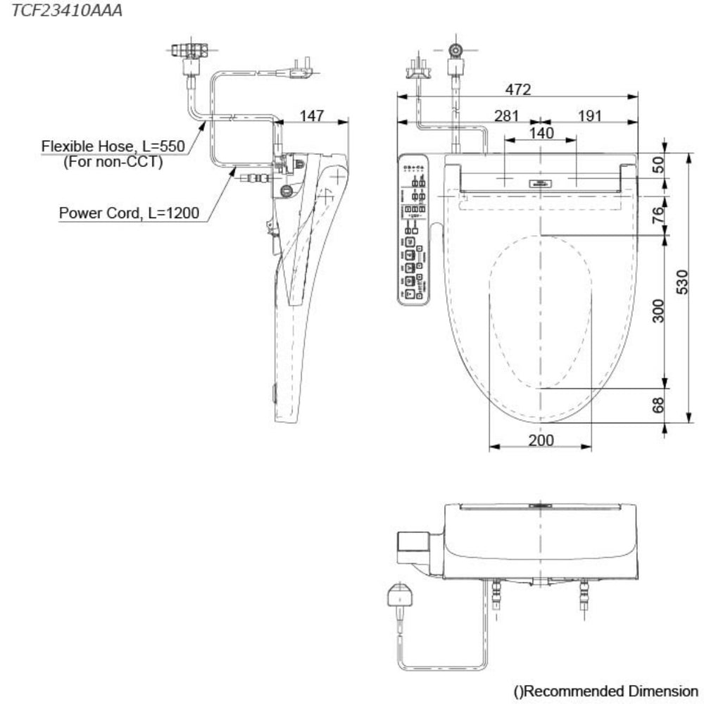 TOTO C2 WASHLET W/ SIDE CONTROL ELONGATED GLOSS WHITE