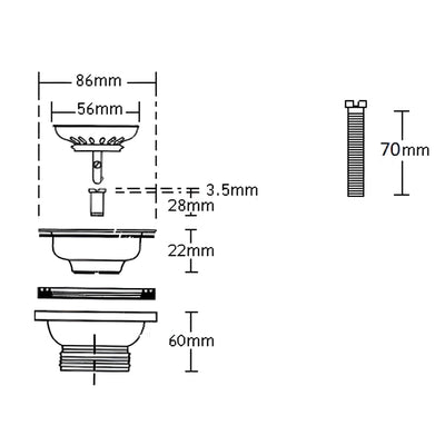 TURNER HASTINGS BASKET WASTE 50MM POLISHED STAINLESS STEEL
