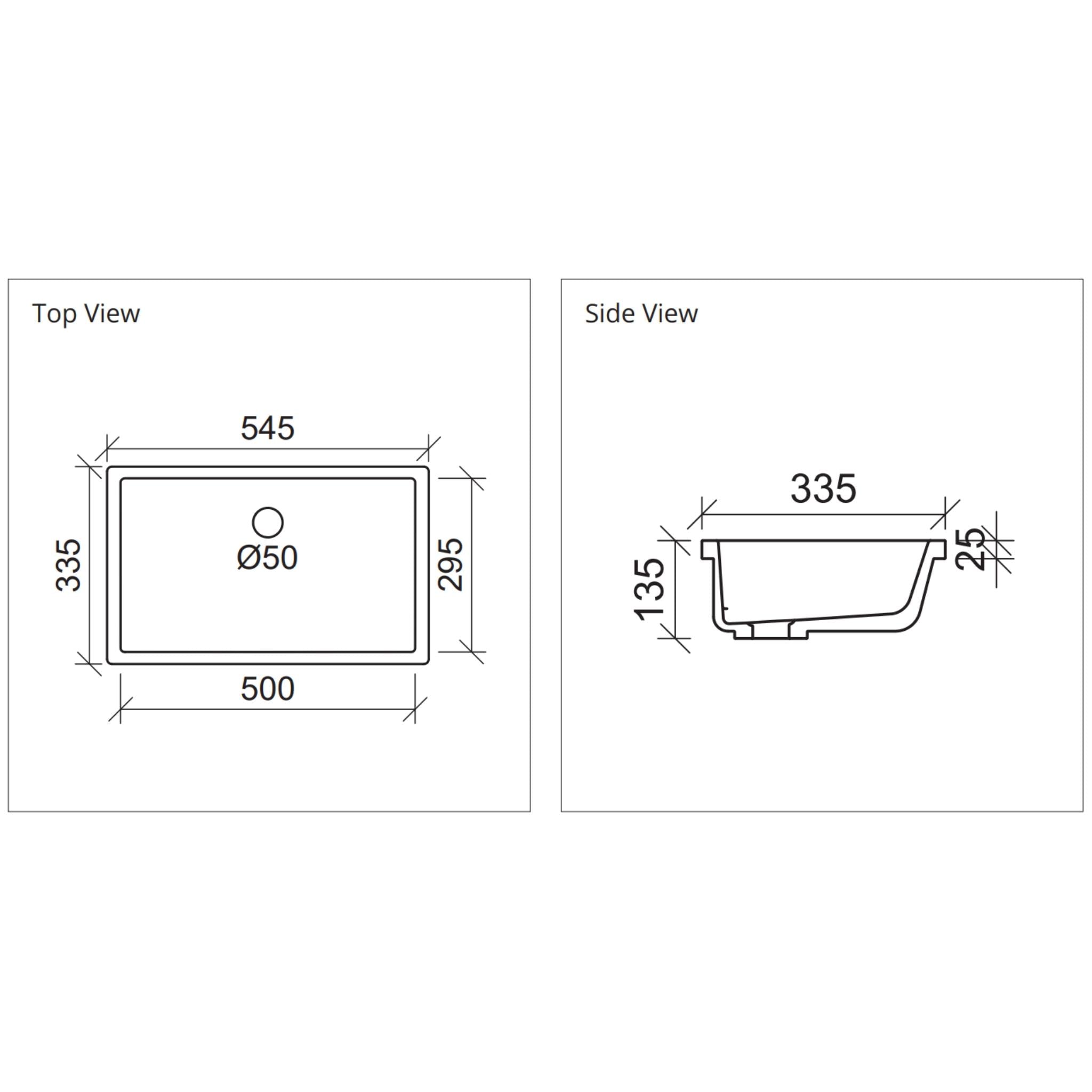 DUROCLASS ARTO UNDERMOUNT BASIN GLOSS WHITE 540MM