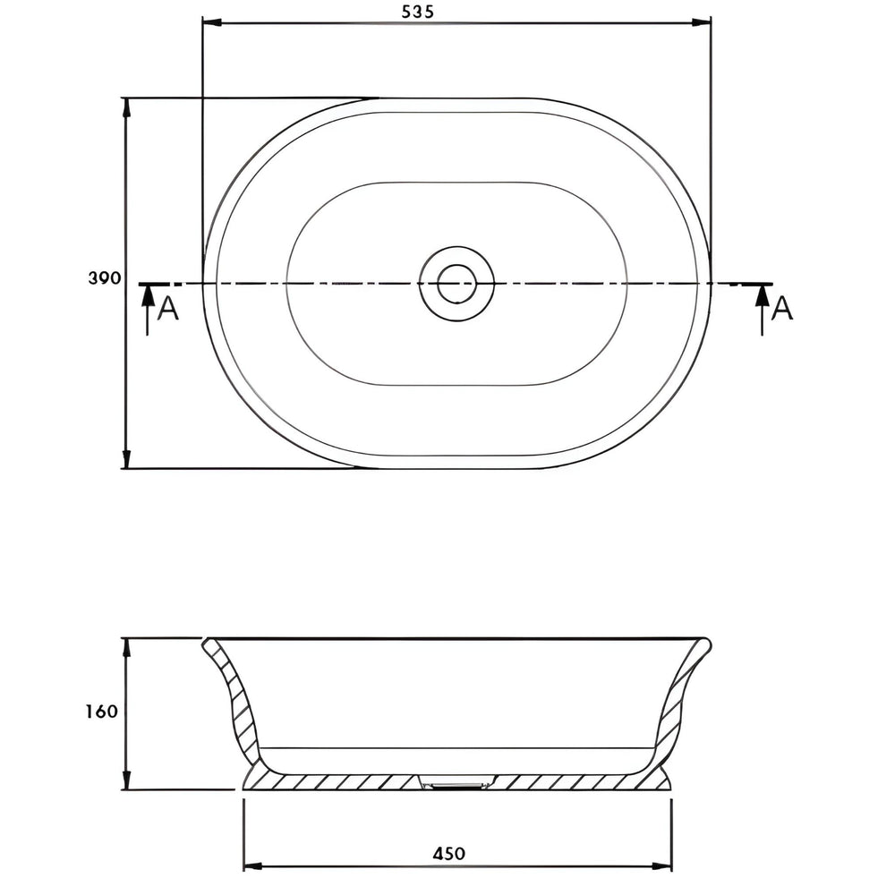 TURNER HASTINGS CAMBRIDGE TITANCAST HANDCRAFTED ABOVE COUNTER BASIN SPECIAL FINISH 535MM
