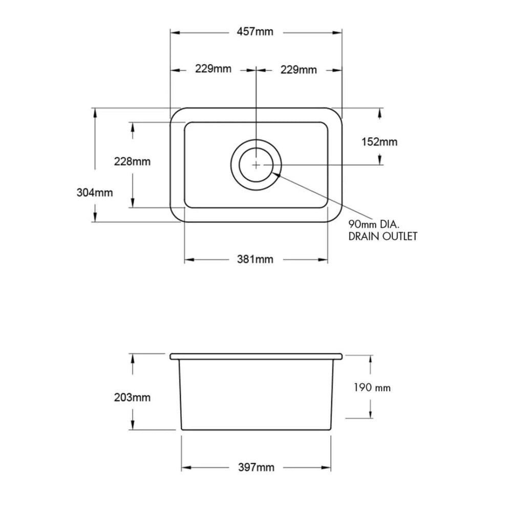 TURNER HASTINGS CUISINE INSET AND UNDERMOUNT FINE FIRECLAY SINGLE BOWL SINK MATTE WHITE 457MM