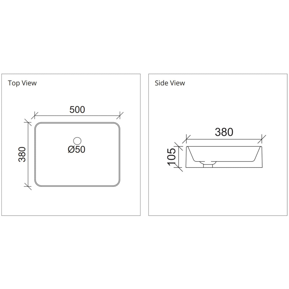 DUROCLASS FERGUS ABOVE COUNTER BASIN GLOSS WHITE 500MM