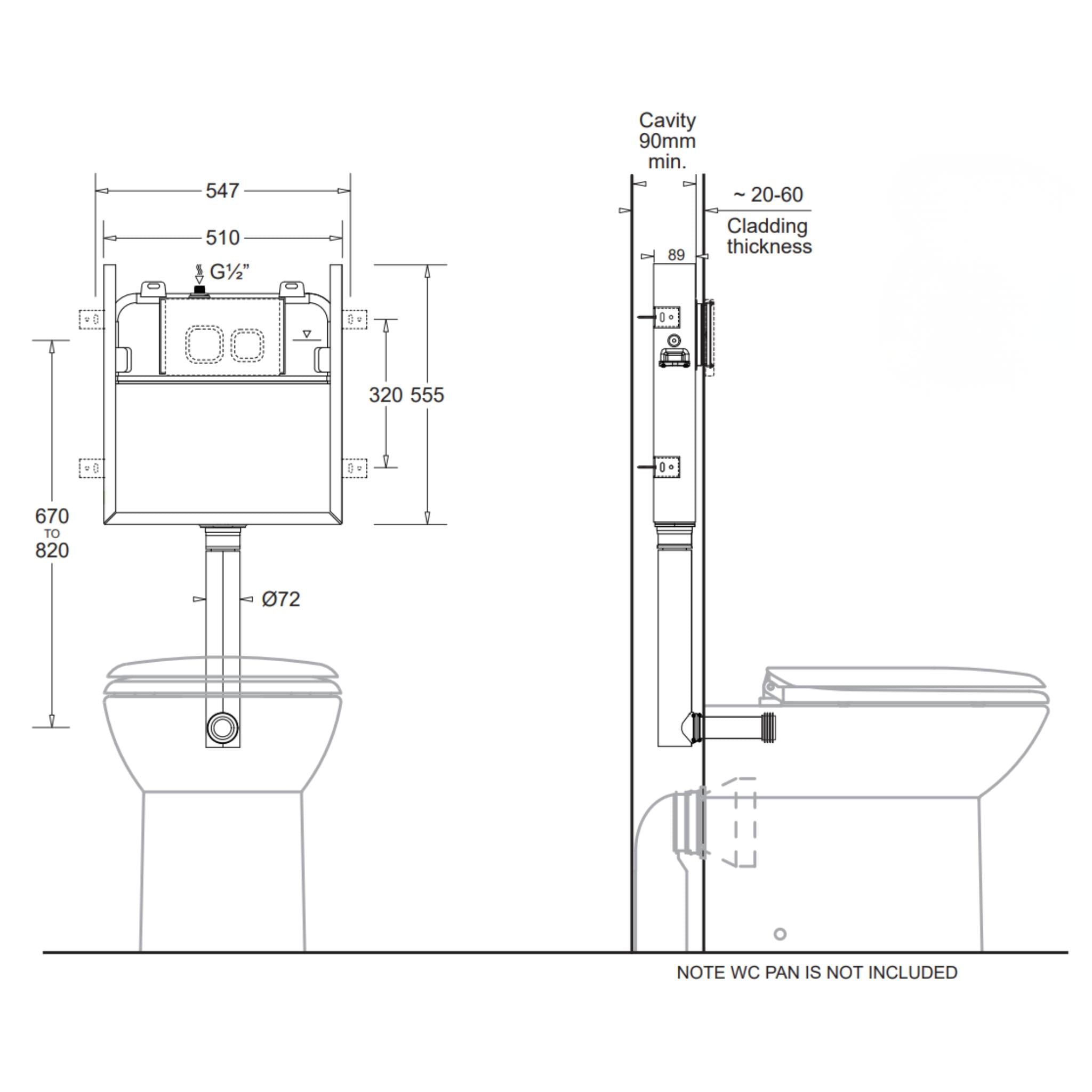 JOHNSON SUISSE ECONOFLUSH UNFRAMED IN-WALL CISTERN