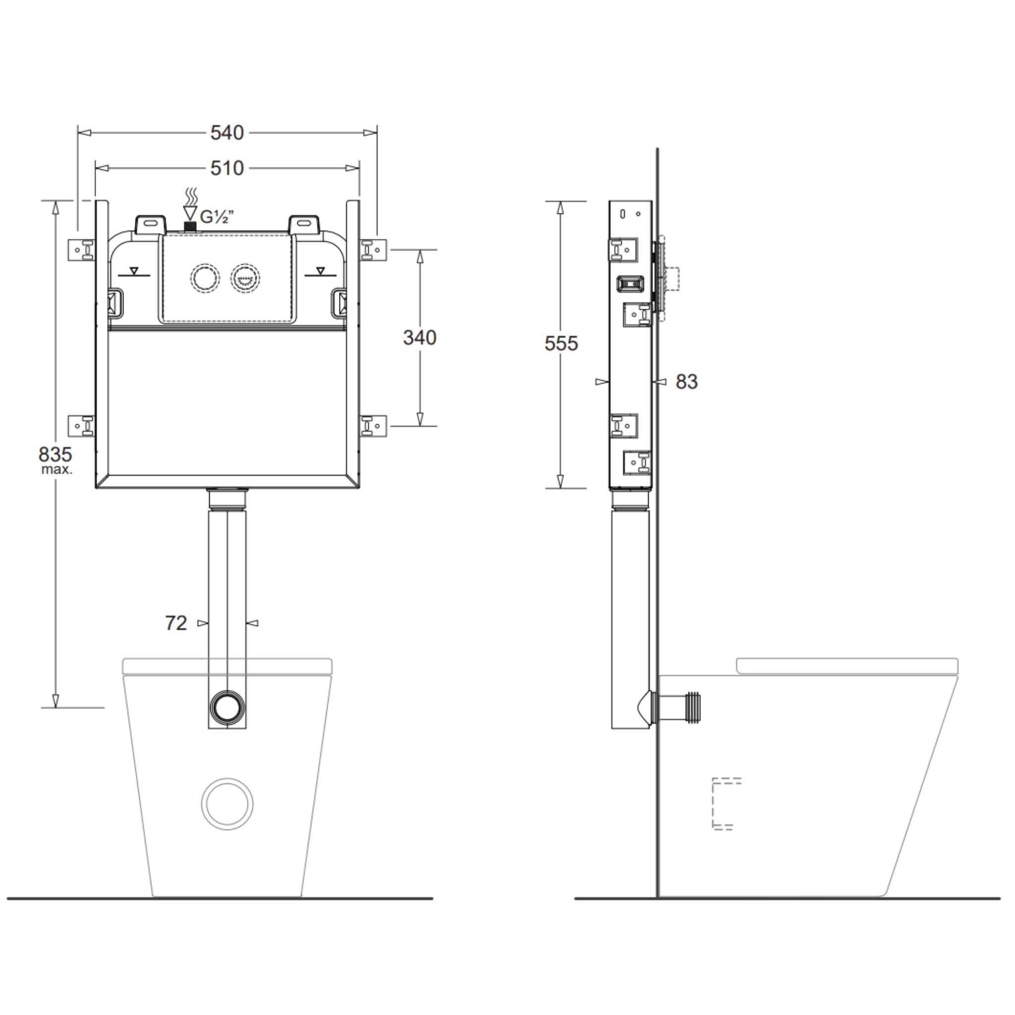 JOHNSON SUISSE ECONOFLUSH AIR BOXED IN-WALL CISTERN