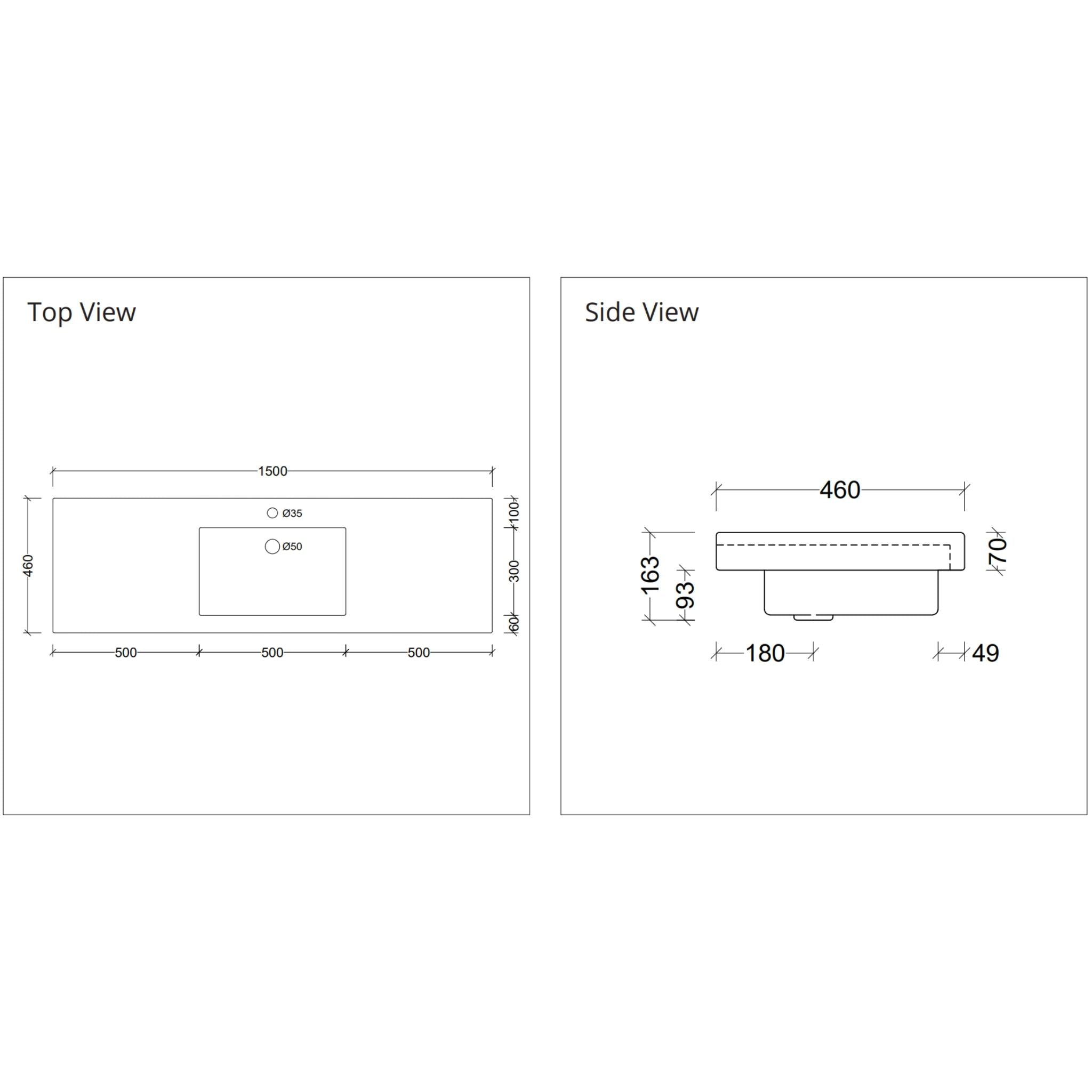 DUROCLASS MONACO GRAND GLOSS WHITE SINGLE BOWL UNDERMOUNT VANITY TOP (MULTIPLE SIZES AVAILABLE)
