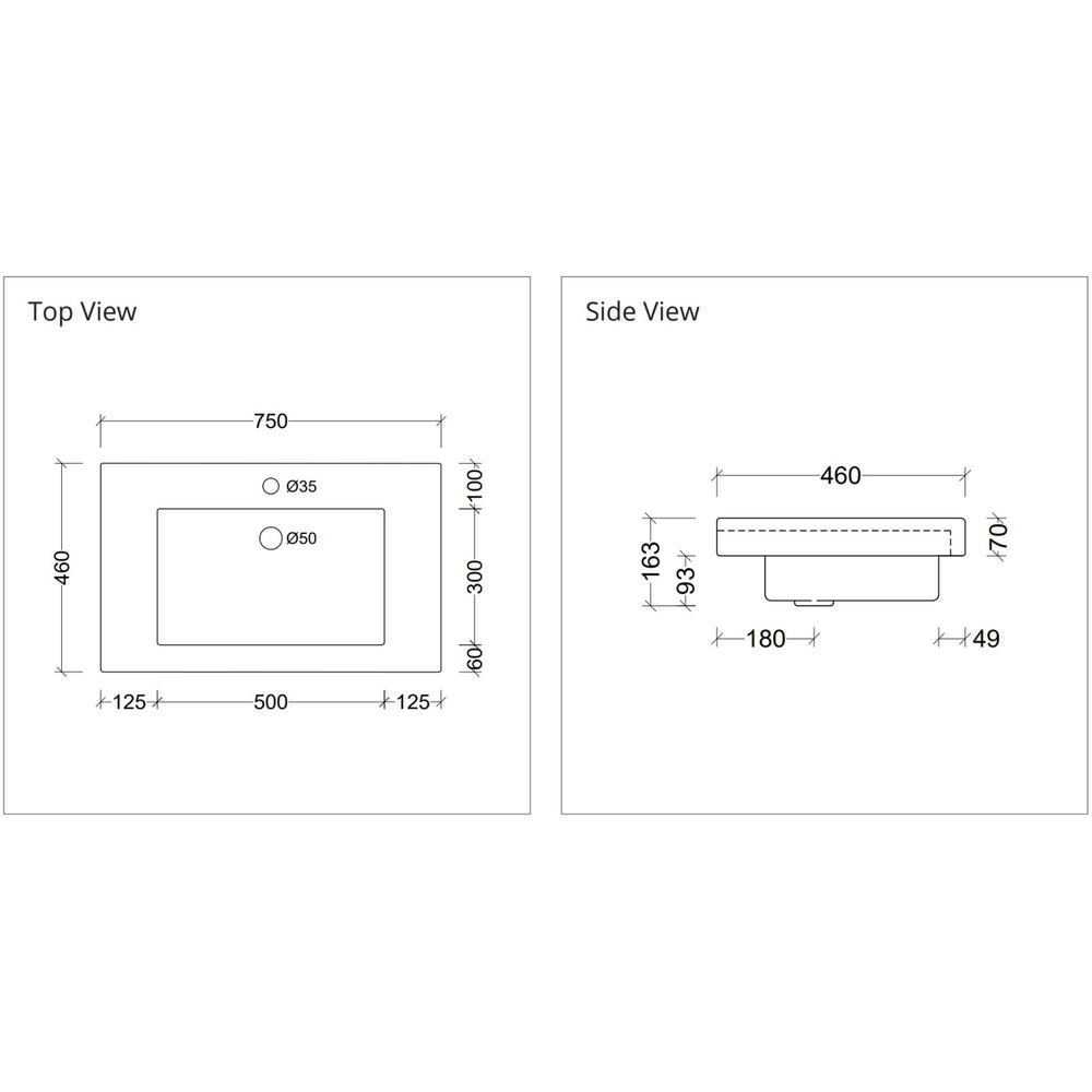 DUROCLASS MONACO GRAND GLOSS WHITE SINGLE BOWL UNDERMOUNT VANITY TOP (MULTIPLE SIZES AVAILABLE)