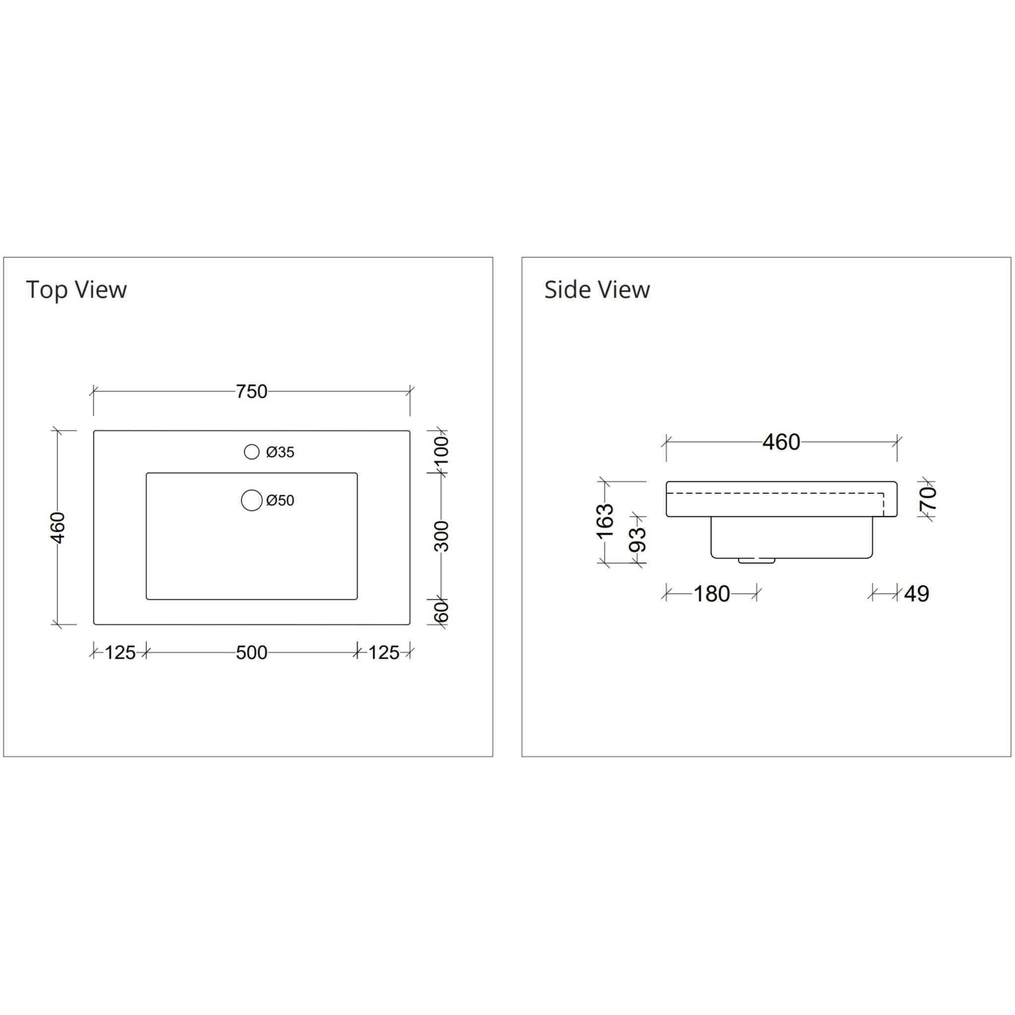 DUROCLASS MONACO GRAND GLOSS WHITE SINGLE BOWL UNDERMOUNT VANITY TOP (MULTIPLE SIZES AVAILABLE)